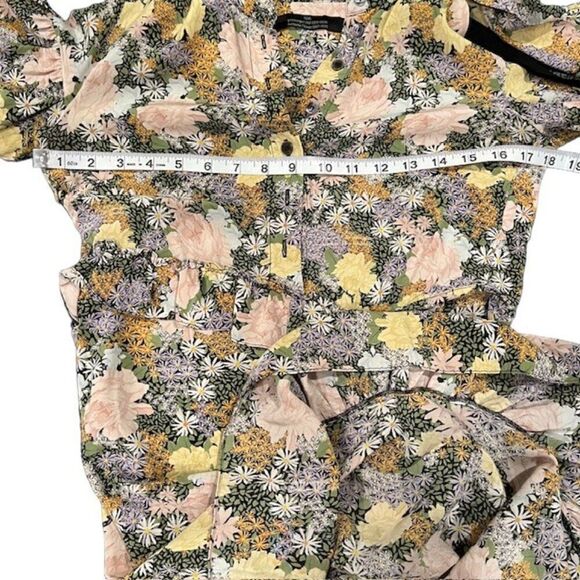 Rokh Silk Split Floral Frill Dress Ruffle Strap Pink Yellow Blue Women's Size 2- - Picture 14 of 16